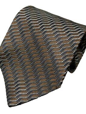 Principe Tie 100% Silk Made in Italy Woven Zig Zag Black/Brown 3.75"
